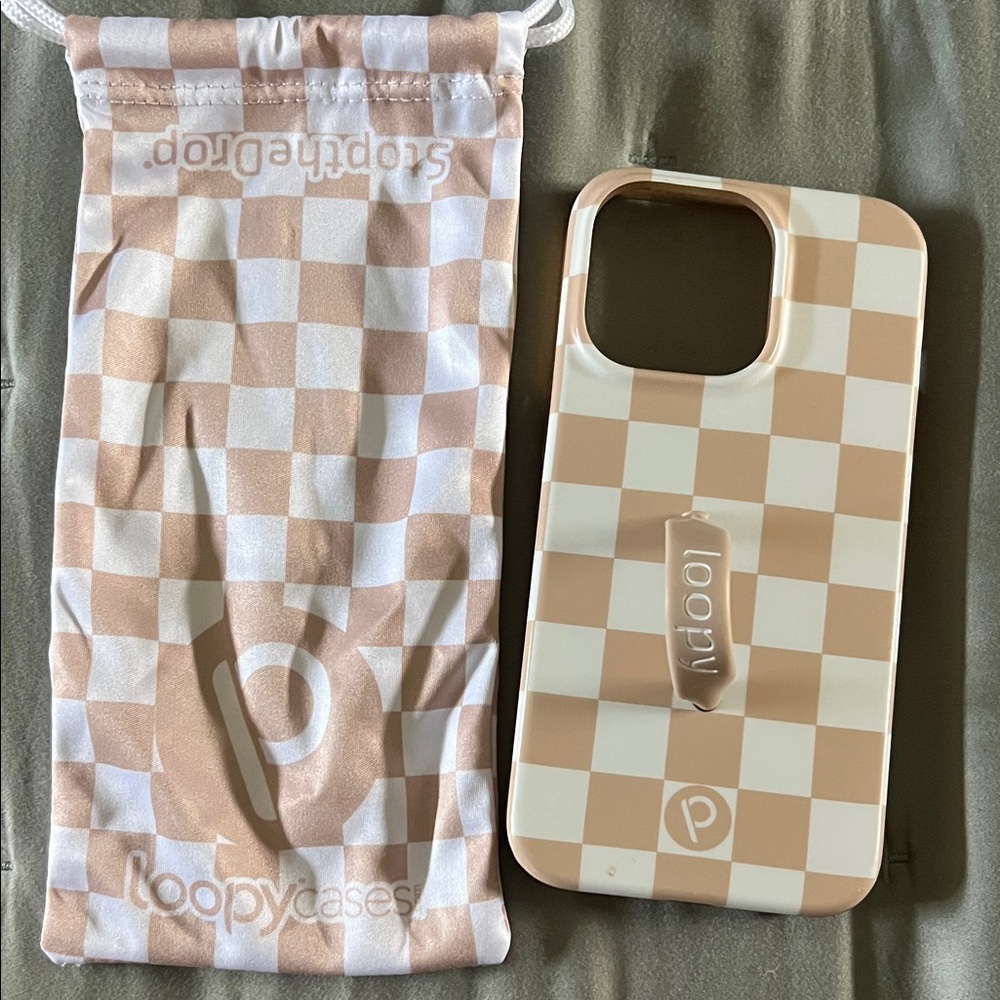Loopy Case Tan Checkered Phone Case
